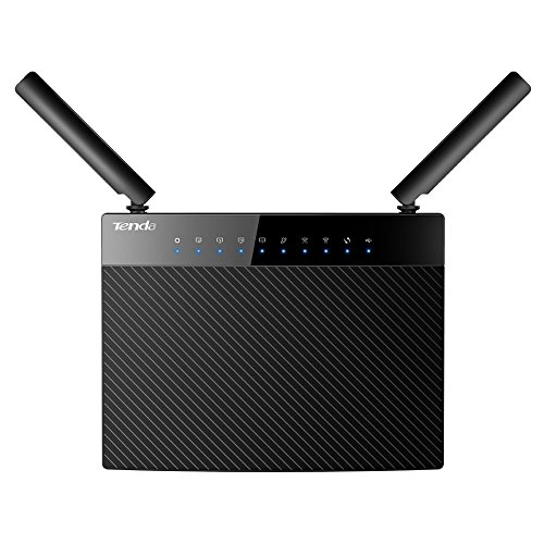 Tenda AC9 AC1200 Smart Gigabit Dual-Band WLAN-Router (1200 MBit/s, 2,4Ghz & 5Ghz, 5x 10/100/ 1000 Gigabit Ports, USB, Beamforming+, Zwei Antennen, Jugendschutz, App Verwaltung) schwarz von Tenda