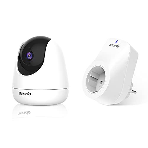 Tenda CP3 WLAN IP Kamera Überwachungskamera(Schwenk- und neigbar für den Innenbereich (1080p-Auflösung, 360° Rundumsicht, 2-Wege-Audio) + smarte WLAN Steckdose (SP3) von Tenda