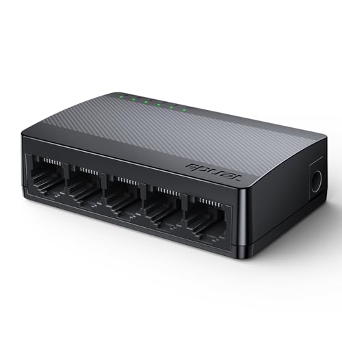 Tenda SG105 LAN Switch 5 Port Gigabit Switch Mini Netzwerk Switch, LAN Hub, LAN Verteiler (Plug-and-Play Ethernet Switch, Lüfterlos, Unmanaged, Schwarz) von Tenda