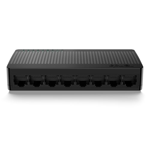 Tenda SG108 Netzwerk Switch 8 Port Gigabit LAN Switch, LAN Splitter, LAN Verteiler (Plug-and-Play, Lüfterlos, Unmanaged, Schwarz) von Tenda