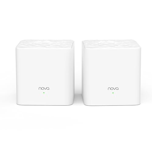 Tenda Nova MW3 Mesh WLAN System - AC1200 Dual Band Mesh Set - empfohlen für Häuser mit 1-2 Schlafzimmern - 4xEthernet Port - Ersetzt Router und Repeater - Kompatibel mit Alexa - 2er Pack von Tenda