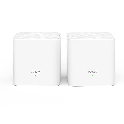 Tenda Nova MW3 Mesh WLAN System - AC1200 Dual Band WLAN Mesh System - empfohlen für Häuser mit 1-3 Schlafzimmern - 4X Ethernet Port - Ersetzt WLAN Router & Repeater - Kompatibel mit Alexa - 2Pack von Tenda