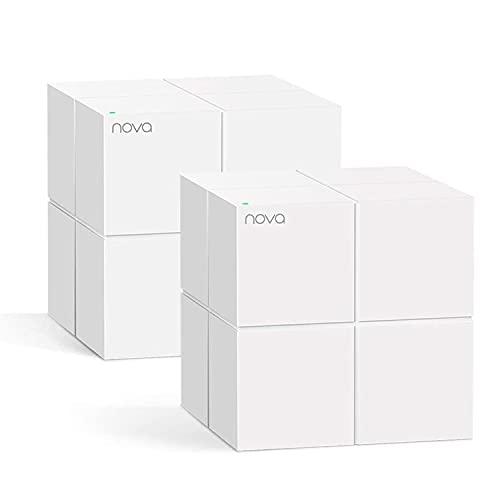 Tenda Nova MW6 Mesh WLAN System - AC1200 Dual Band WLAN Mesh System - empfohlen für Häuser mit 2-4 Schlafzimmern - 4X Gigabit Port - Ersetzt WLAN Router & Repeater - Kompatibel mit Alexa-2Pack von Tenda