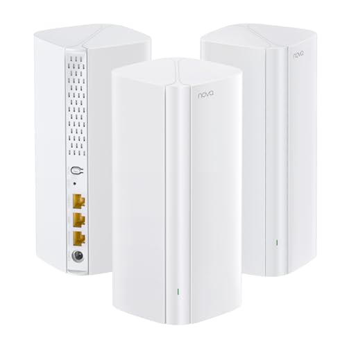 Tenda Nova MX12 Mesh WLAN WiFi 6 System - AX3000 Dual Band WLAN Mesh System,empfohlen für Häuser mit 4-6 Schlafzimmern 9X Gigabit Port-Ersetzt WLAN Router & Repeater - Kompatibel mit Alexa 3Pack von Tenda