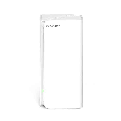 Tenda Nova MX21 Pro Wi-Fi 6E Mesh WLAN System - AXE5700 Tri-Band (Unterstützt 6G-Band) - Ersetzt Router und Repeater - empfohlen für Häuser mit 1-2 Schlafzimmern - Kompatibel mit Alexa - 1er Pack von Tenda