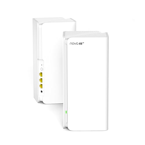 Tenda Nova MX21-Pro Mesh WLAN Wi-Fi 6E System, AXE5700 Tri-Band Mesh WiFi Repeater & Router Kompatibel mit Amazon Alexa. empfohlen für Häuser mit 3-6 Schlafzimmern, von Tenda