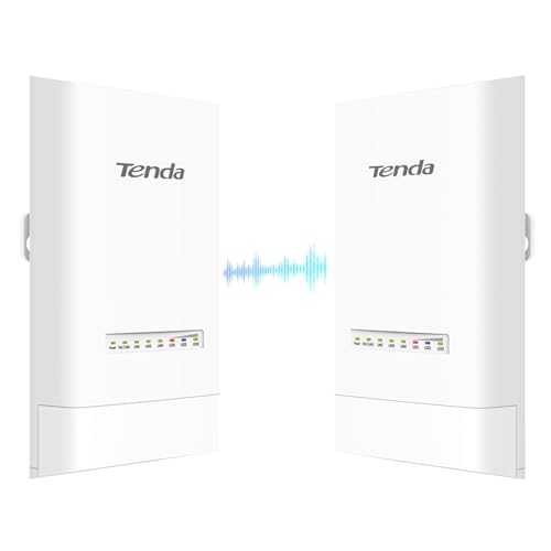 Tenda OS3 WLAN Bridge Outdoor Access Point (867 Mbit/s auf 5GHz, 4X 10/100 MBit/s-LAN-Ports, 12dBi, PoE, 5 Km Reichweite, zentrales Management, inklusive Netzteil) (2er Pack) von Tenda