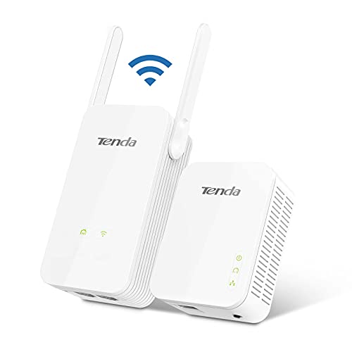 Tenda PH5 WLAN Powerline Adapter Set (1000Mbit/s Powerline + 300Mbit/s WLAN, 3 LAN-Ports, WiFi Klonen, Plug&Play, kompatibel mit Adaptern Anderer Marken) weiß von Tenda