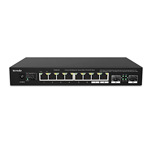 Tenda Router 8 Port 2.5 Gigabit LAN Router mit 2 SFP-Ports (VLAN, Statische Aggregation, Unmanaged, Plug-and-Play, Desktop-/Wandmontage, Metallgehäuse) (TEM2010F) von Tenda
