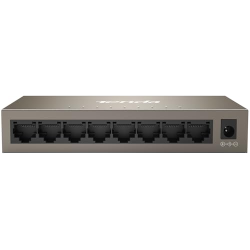 Tenda LAN Switch 8 Port Gigabit Netzwerk Switch Ethernet Splitter (Plug-and-Play Ethernet Switch, Unmanaged, Lüfterlos, Metallgehäuse)(TEG1008M) von Tenda