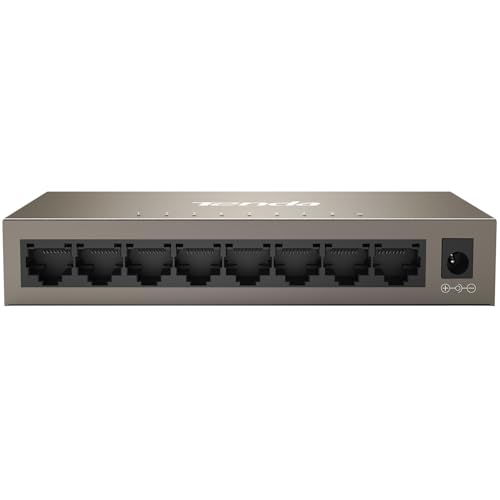 Tenda TEG1008M LAN Switch 8 Port Gigabit Netzwerk Switch, LAN Splitter, LAN Verteiler, Ethernet Switch (Plug-and-Play, bis 2000 MBit/s im Vollduplexmodus, Stahlgehäuse, unmanaged) von Tenda