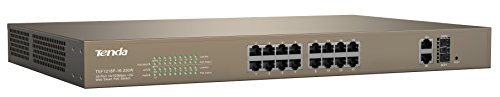 Tenda Tenda TEF1218P-16-250W PoE Switch (16x Port 10/100 Mbit/S + 2 Gigabit Ports TP/SFP, 15, 4 Watt Pro Port, bis zu 250m PoE) von Tenda