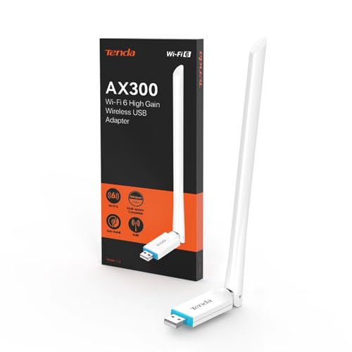 Tenda U2 AX300 Einstiegsklasse-Wi-Fi 6 WLAN Stick, USB-Adapter, nur 2.4GHz, 6dBi Antenne, Plug&Play, Access Point Modus, WPA2, USB 2.0, für PC/Desktop/Laptop, unterstützt Windows7/10/11/Linux 3.2+/UOS von Tenda