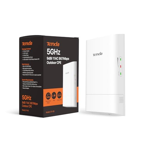 Tenda WLAN Bridge Outdoor WLAN Access Point (867 Mbit/s auf 5GHz, 9dBi Richtantenne, Passive PoE, zentrales Management, 1000m Reichweite, IP65 Wasserdicht)(O1-5G) von Tenda