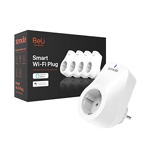 Tenda WLAN Smart Steckdose SP9, 16A WiFi Plug mit Energieverbrauchsanzeige, App- und Sprachsteuerung (Alexa & Google Home), Timer, AwayModus Kinderschutz, 4er Pack (Nur 2.4GHz WiFi) von Tenda