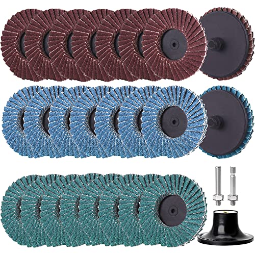 Tendak 24 Stück Fächerscheiben 2 Zoll Schleifscheiben Körnung 60/80/100/120 Lamellenscheiben zum Polieren Entgraten (50mm) von Tendak