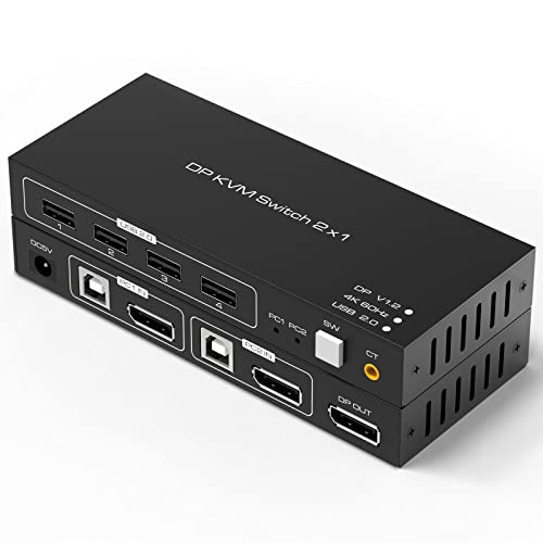Tendak 2x1 DisplayPort KVM Switch USB 2 Ports PC Computer DP KVM Schalter Tastatur Maus Umschalter Box mit USB 2.0 HUB Unterstützung 4K@60Hz 3D HDCP 2.2 Tendak 2x1 DisplayPort KVM Switch USB 2 Ports PC Computer DP KVM Schalter Tastatur Maus Umschalter Box mit USB 2.0 HUB Unterstützung 4K@60Hz 3D HDCP 2.2 von Tendak
