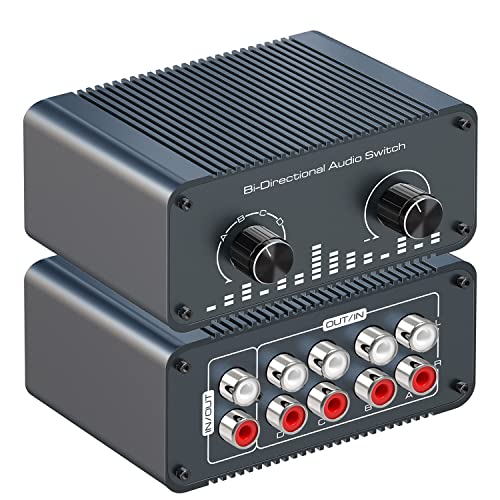 Tendak Bi-Directional RCA L/R Audio Switch Selector 4 In 1 Out / 1 In 4 Out Geräuschloser Analog Stereo Audio Umschalter mit Lautstärkeregler, Sound Verteiler Splitter für Lautsprecher Kopfhörer PC Tendak Bi-Directional RCA L/R Audio Switch Selector 4 In 1 Out / 1 In 4 Out Geräuschloser Analog Stereo Audio Umschalter mit Lautstärkeregler, Sound Verteiler Splitter für Lautsprecher Kopfhörer PC von Tendak