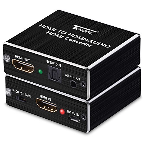 Tendak HDMI Audio Extractor, HDMI Audio Splitter 4K HDMI zu HDMI SPDIF TOSLINK Optical und 3,5mm Stereo-Audio Converter Adapter HDMI 1.4 für Blue-Ray Player PC PS4 von Tendak
