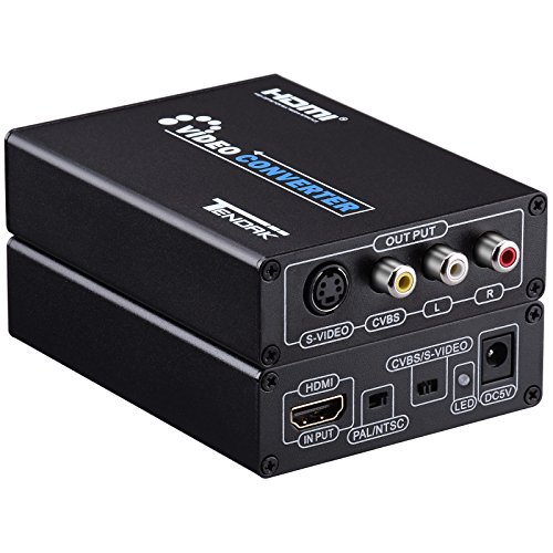Tendak HDMI zu S-Video AV RCA Composite R/L Video Audio Konverter Adapter Unterstütz 720p/1080p mit RCA/S-Video Kabel für PC Laptop Xbox PS3 TV STB VHS VCR Kamera Blu-Ray DVD (HDMI zu Composite) von Tendak