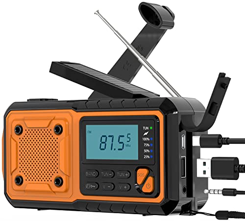 Tendak Kurbelradio mit Handyladefunktion, Notfallradio FM AM SW mit 4000mAh Wiederaufladbare/SOS Alarm/Taschenlampe & Leselampe, Solar Radio für Camping, Ourdoor von Tendak