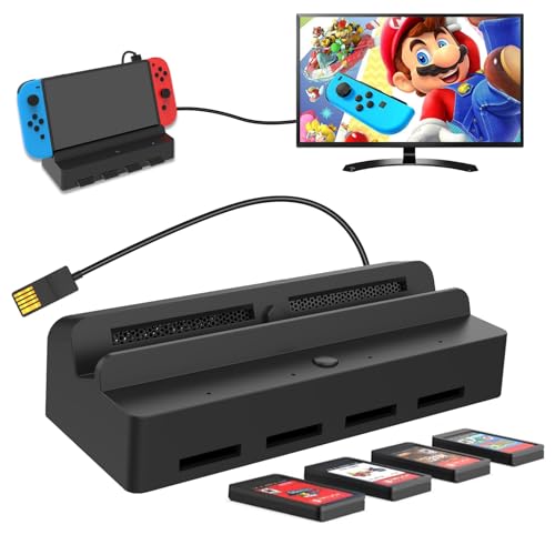 Tendak Switch Docking Station mit Game Switcher für Nintendo Switch/Switch OLED, Switch Dock mit Game Card Reader, Switch TV Dock Ladestation mit 4K HDMI, USB 3.0 Port, 12in1 Spiele Karte Case von Tendak