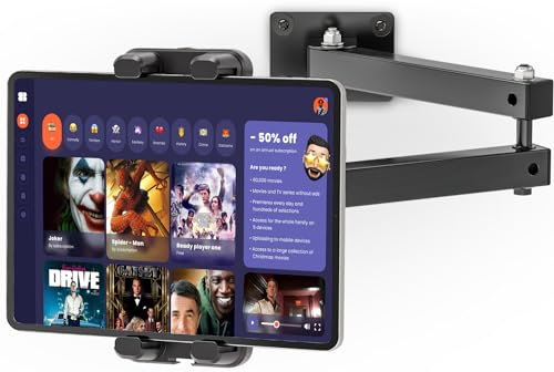 Tendak Tablet Wandhalterung, Tablet Halterung Wand Die Ausziehbare Länge Beträgt 10-43 cm, Aluminiumlegierung iPad Halterung Wand für Business und Zuhause, Kompatibel 4,7"-13.5" Tablet iPad Handy von Tendak