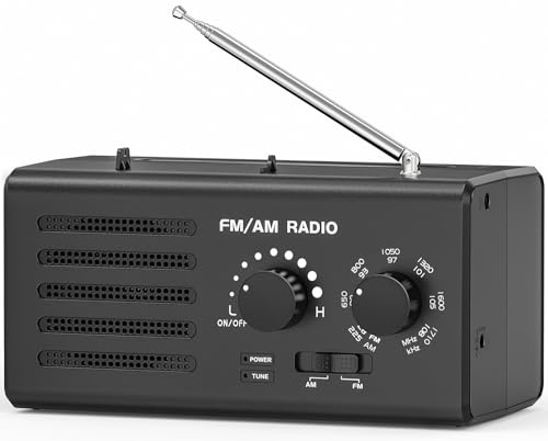 Tendak Tragbares Radio Batteriebetrieben FM/AM/UKW, Transistorradio unterstützt USB-Stromversorgung/Batteriebetrieben Radio, Kopfhöreranschluss, 5W Großem Lautsprecher, Extra Lange Antenne von Tendak