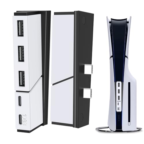 USB-Hub mit 5 Anschlüssen für PS5 Slim - Tendak Hochgeschwindigkeits USB Erweiterungs Splitter Hub Adapter Kompatibel mit Playstation 5 Slim Disc & Digital Spielekonsole von Tendak