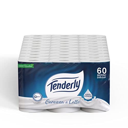 Tenderly Toilettenpapier Carezza di Latte, Maxi-Pack mit 60 Rollen von Tenderly
