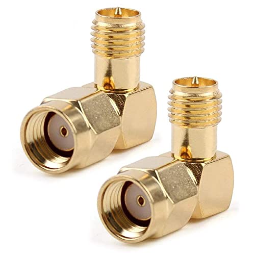 TengKo 90 Grad Vergoldeter Adapter Konverter RP-SMA Stecker Stecker auf RP-SMA Buchse HF Koaxial Koax Adapter (2er Pack) von TengKo