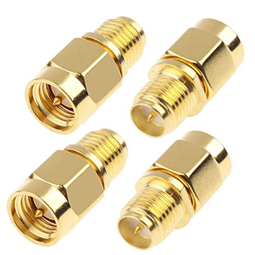 TengKo SMA Male Plug to RP-SMA Female RF Straight Connector Gold Plating Adapter for Wi-Fi Antenna Repeaters Radio Signal Extension Cable (4 PCS) von TengKo
