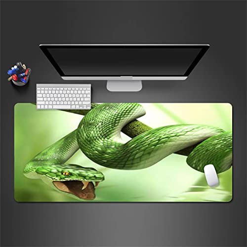 Gaming Mauspad 700x400x3mm XXL Mousepad Baumast Grüne Schlange mit genähten Rändern,Tischmatte aus Naturkautschuk,verbessert Präzision und Geschwindigkeit,für Gamer,Büro & Zuhause von TengYuer