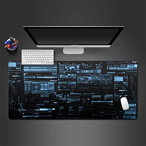 Gaming Mauspad 700x400x3mm XXL Mousepad Blau mit genähten Rändern,Tischmatte aus Naturkautschuk,verbessert Präzision und Geschwindigkeit,für Gamer,Büro & Zuhause von TengYuer