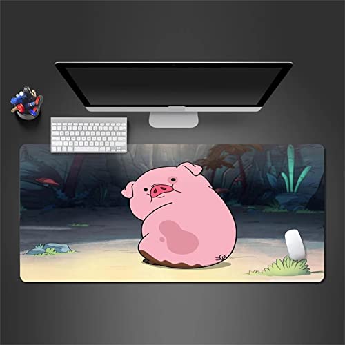 Gaming Mauspad 800x300x3mm XXL Mousepad Nettes Cartoon-Schwein mit genähten Rändern,Tischmatte aus Naturkautschuk,verbessert Präzision und Geschwindigkeit,für Gamer,Büro & Zuhause von TengYuer