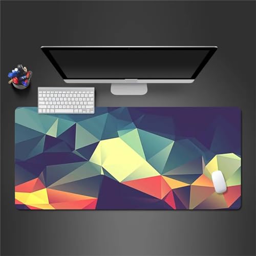 Gaming Mauspad XXL Mousepad 1200x600x4mm Geometrisches Rosa Blau Mauspads Groß Vernähte Kanten Anti-Rutsch Gummibasis für PC Laptop Verbessert Präzision und Geschwindigkei von TengYuer