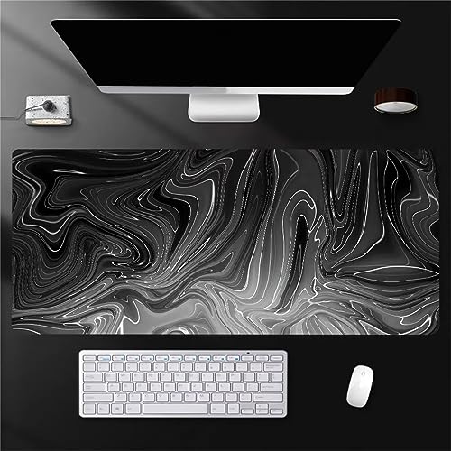 Gaming Mauspad XXL Mousepad 800x400x5mm Strata Liquid Grey Mauspads Groß Vernähte Kanten Anti-Rutsch Gummibasis für PC Laptop Verbessert Präzision und Geschwindigkei von TengYuer