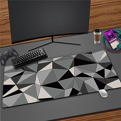 Graue Geometrie Mousepad XXL Groß Mauspad 27.5x11.8x0.1 Zoll Gaming Mauspad rutschfeste Gummimatte Tastatur Mousepads mit Genähten Kanten für Zuhause Büro Gaming von TengYuer