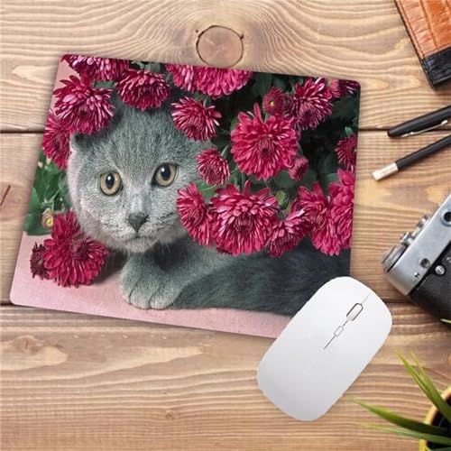 Mauspad Klein 210x260x3mm Gaming Maus Pad mit rutschfeste Gummiunterseite, Waschbar Mouse Pad für Kabellose Maus Laptop PC Büro Zuhause Arbeiten Spiele - Rote Blume Tier von TengYuer