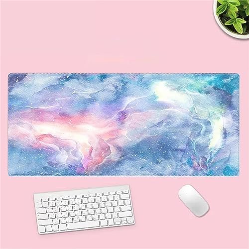 Mauspad XXL – 1200x600x5mm Gaming Mauspads - Vernähte Kanten - verbessert Geschwindigkeit und Präzision Schreibtischunterlage für PC Laptop Home und Büro – Mousepad Marmorblauer Sternenhimmel von TengYuer