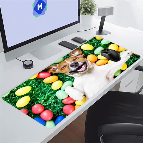 Mauspad XXL Gras Tier Hund Großes Mousepad 700x300x2 mm Gaming Mouse Pad Improved Precision and Speed Gaming Tastatur Matte mit Vernähten Kanten für Gamer, Büro, Zuhause von TengYuer