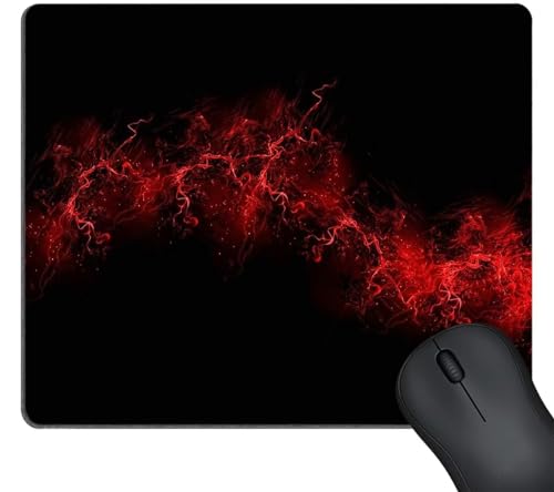 Mauspads Schwarz Rot Mousepads 400x450x3mm Gaming Mauspad mit Vernähten Kanten und Rutschfester Gummierter Unterseite Strapazierfähig für Büro Laptop PC von TengYuer