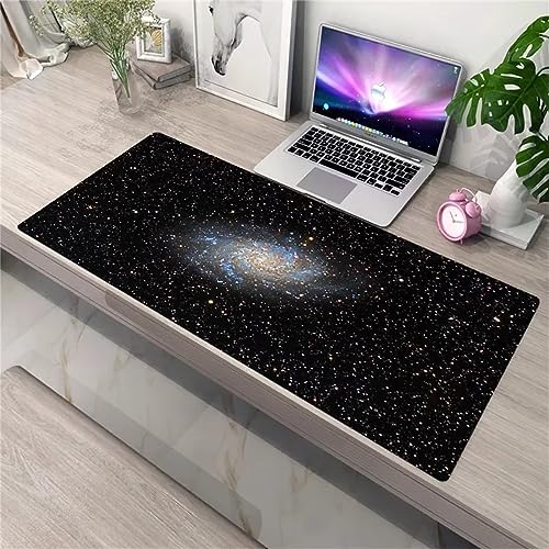 Sternenhimmel Schwarz Mousepad XXL Groß Mauspad 31,5x15,7x0,12 Zoll Gaming Mauspad rutschfeste Gummimatte Tastatur Mousepads mit Genähten Kanten für Zuhause Büro Gaming von TengYuer