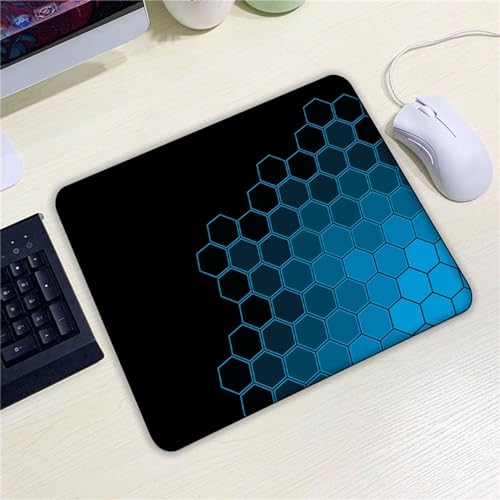 TengYuer Mauspad Klein 400x450x3mm Gaming Maus Pad mit rutschfeste Gummiunterseite, Waschbar Mouse Pad für Kabellose Maus Laptop PC Büro Zuhause Arbeiten Spiele - Schwarz Blau Geometrie von TengYuer