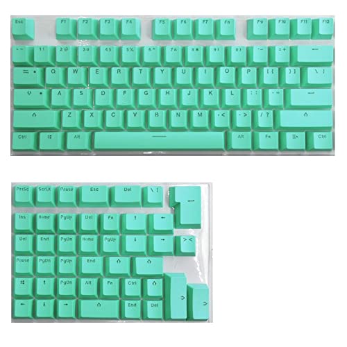 Tenglang PBT-Tastenkappen-Set für mechanische Mini-Tastaturanzug für 61/64/68/71/82/84-Layout-Tastatur mit transparenten RGB-Buchstaben (118 Tasten) (Cyan) von Tenglang