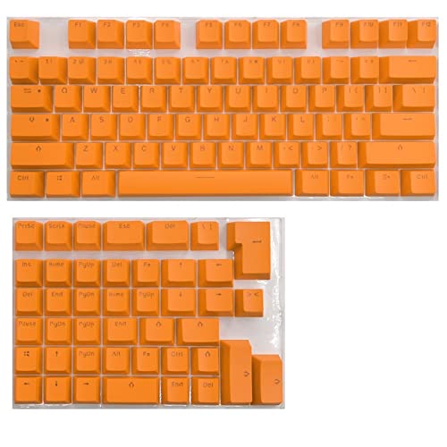 Tenglang PBT-Tastenkappen-Set für mechanische Mini-Tastaturanzug für 61/64/68/71/82/84-Layout-Tastatur mit transparenten RGB-Buchstaben (118 Tasten) (Gelb) von Tenglang