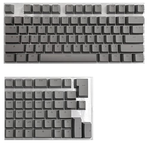 Tenglang PBT-Tastenkappen-Set für mechanische Mini-Tastaturanzug für 61/64/68/71/82/84-Layout-Tastatur mit transparenten RGB-Buchstaben (118 Tasten) (Grau) von Tenglang