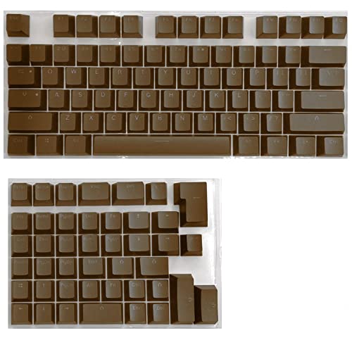 Tenglang PBT-Tastenkappen-Set für mechanische Mini-Tastaturanzug für 61/64/68/71/82/84-Layout-Tastatur mit transparenten RGB-Buchstaben (118 Tasten) (Hellbraun) von Tenglang