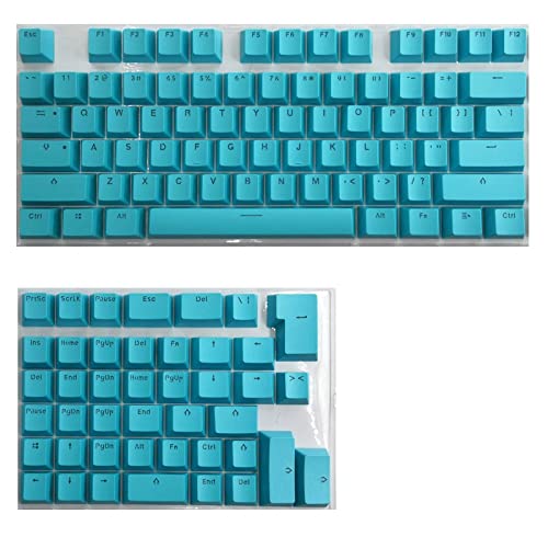 Tenglang PBT-Tastenkappen-Set für mechanische Mini-Tastaturanzug für 61/64/68/71/82/84-Layout-Tastatur mit transparenten RGB-Buchstaben (118 Tasten) (Himmelblau) von Tenglang