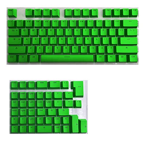 Tenglang PBT-Tastenkappen-Set für mechanische Mini-Tastaturanzug für 61/64/68/71/82/84-Layout-Tastatur mit transparenten RGB-Buchstaben (118 Tasten) (Käse grün) von Tenglang